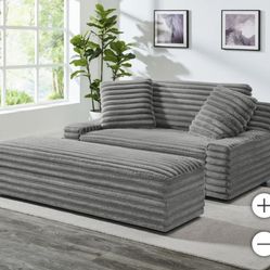 Thomasville Wills Fabric Oversize Chair and Storage Ottoman 