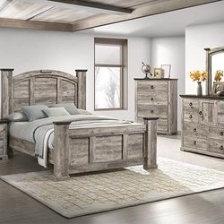 5pc Bedroom Set Queen With Mattress Set 