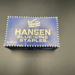 Vintage Hansen Blue-Line No.34 1/4” Tack Point Staples Box 5000 NOS USA