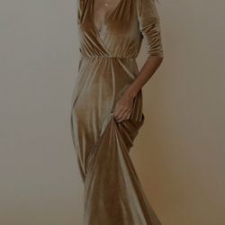 Velvet Mustard Gold Colored Dress