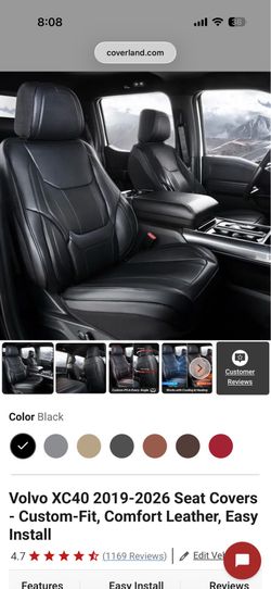 Coverland Volvo xc40 premium seat covers and floor matts