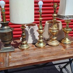 Brass Antique Lamps $20 Each. Need New Shades.