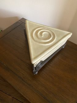 Triangular Solid Stone Box with Iron Base