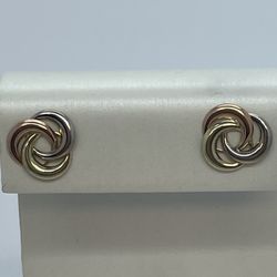 14K Gold Three Tone Earrings. New