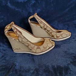 NEW Coach Wedge Peep toe Sandals