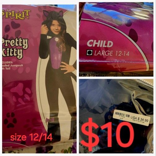 $10 Size 12-14 Girls Cat Costume 