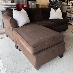 Brown Sectional Sofa with Chaise