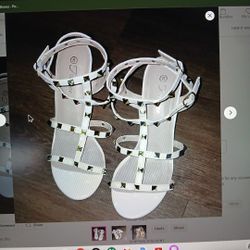White Studded Heels
