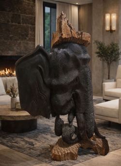 Hand-carved elephant sculpture