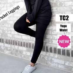 NEW Womens Black Pockets Leggings Soft As Lularoe OS/TC/TC2 
