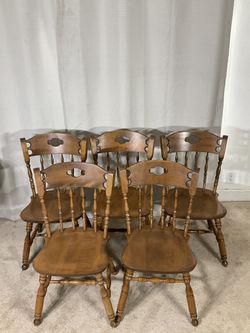 S. BENT BROS. Solid Hard Rock Maple Colonial Chairs Made in USA