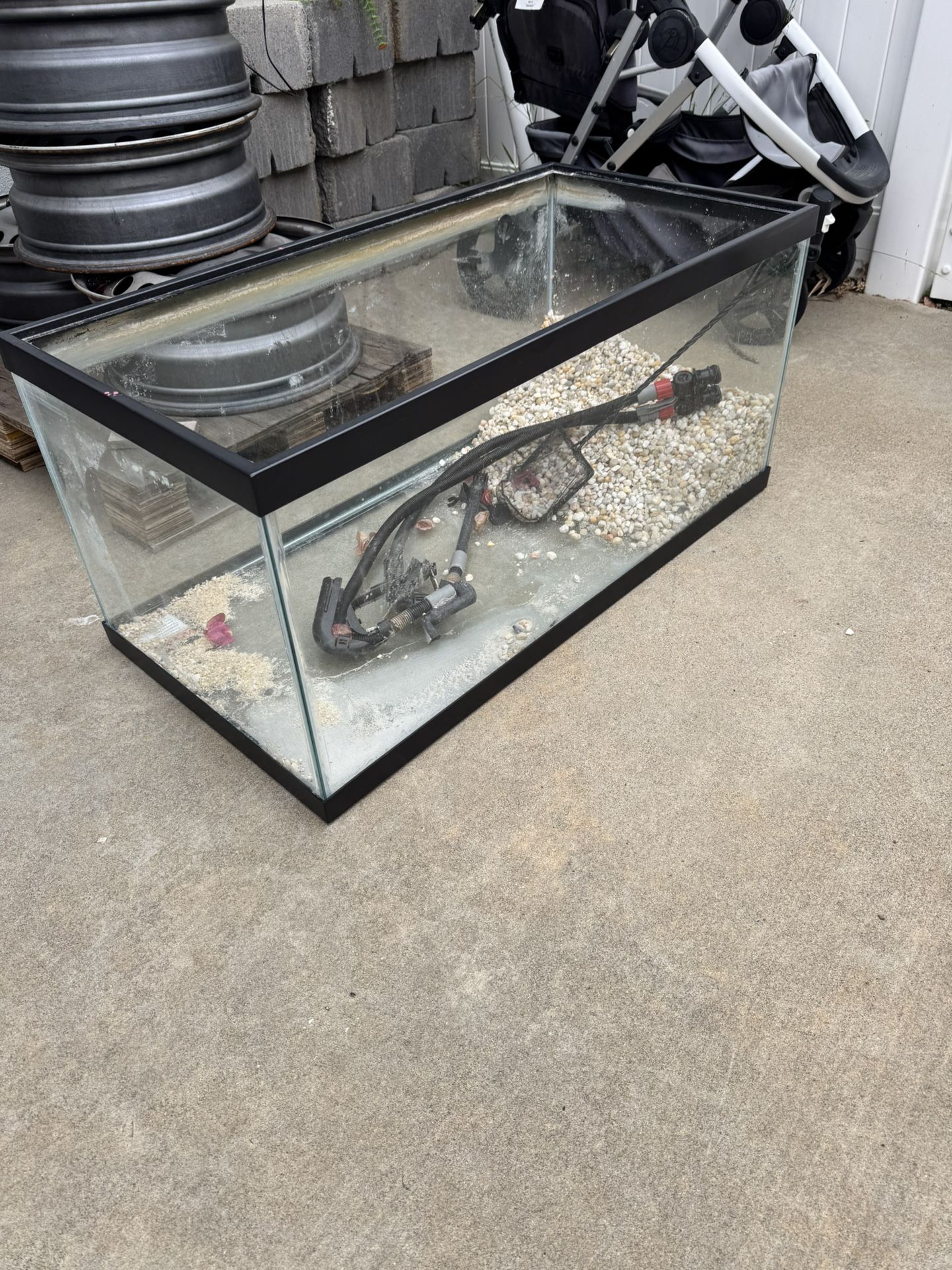 55 Gallon Aquarium 1 Lid, Lights, Plants, Wood