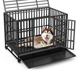 Heavy Duty Metal Dog Crate W/ Wheels