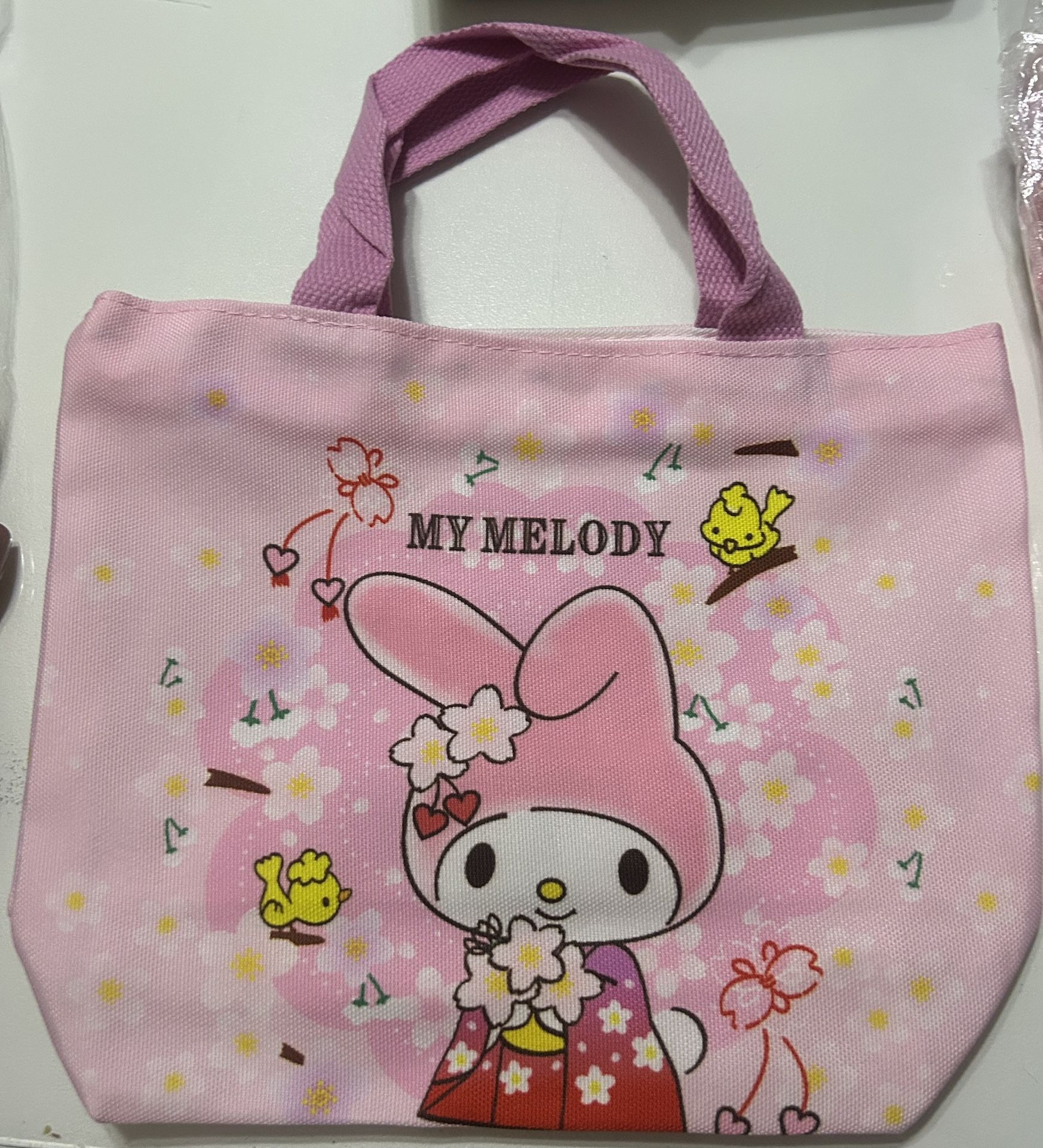 XUX 28*22 Cartoon Canvas Storage Bag Kuromi Cinnamoroll My Melody Printed Tote Bag Lunch Box Bag Wholesale