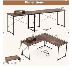 Large L-Shaped Desk – Reversible – Great for Home Office (COLOR - VERY LIGHT WOOD)