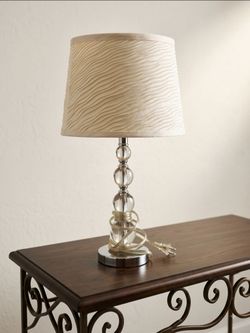 Modern Stacked Crystal Glass Table Lamp w/ Textured Shade