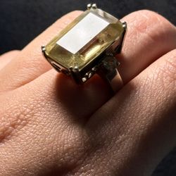 Vintage/Antique Style Sterling Silver Citrine Ring Size 8
