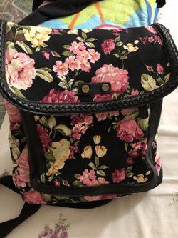 Black flower print backpack