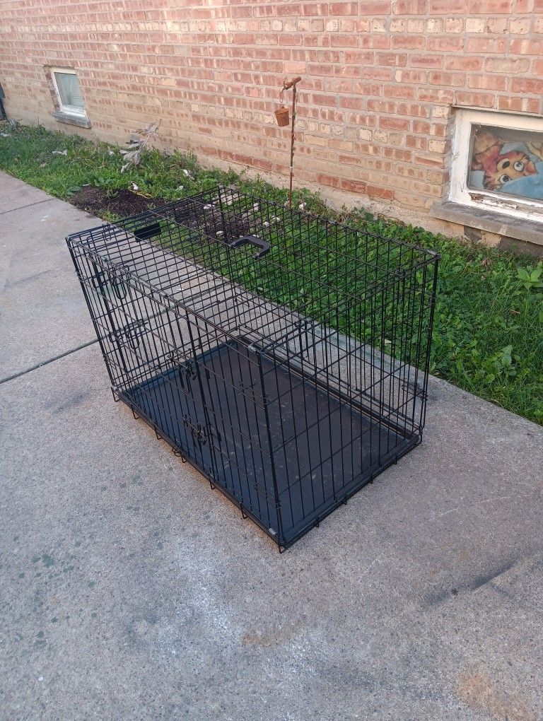 24" H X 36" L X 22" W Metal Dog Cage With Tray And 2 Doors 