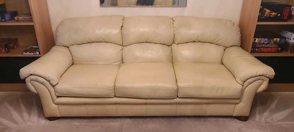Off-White Leather Sofa