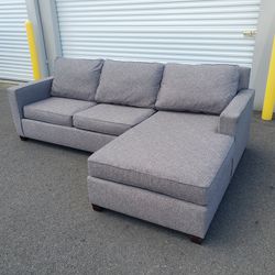 West Elm Henry 2 Piece Chaise Sectional. (100") Gray Color 