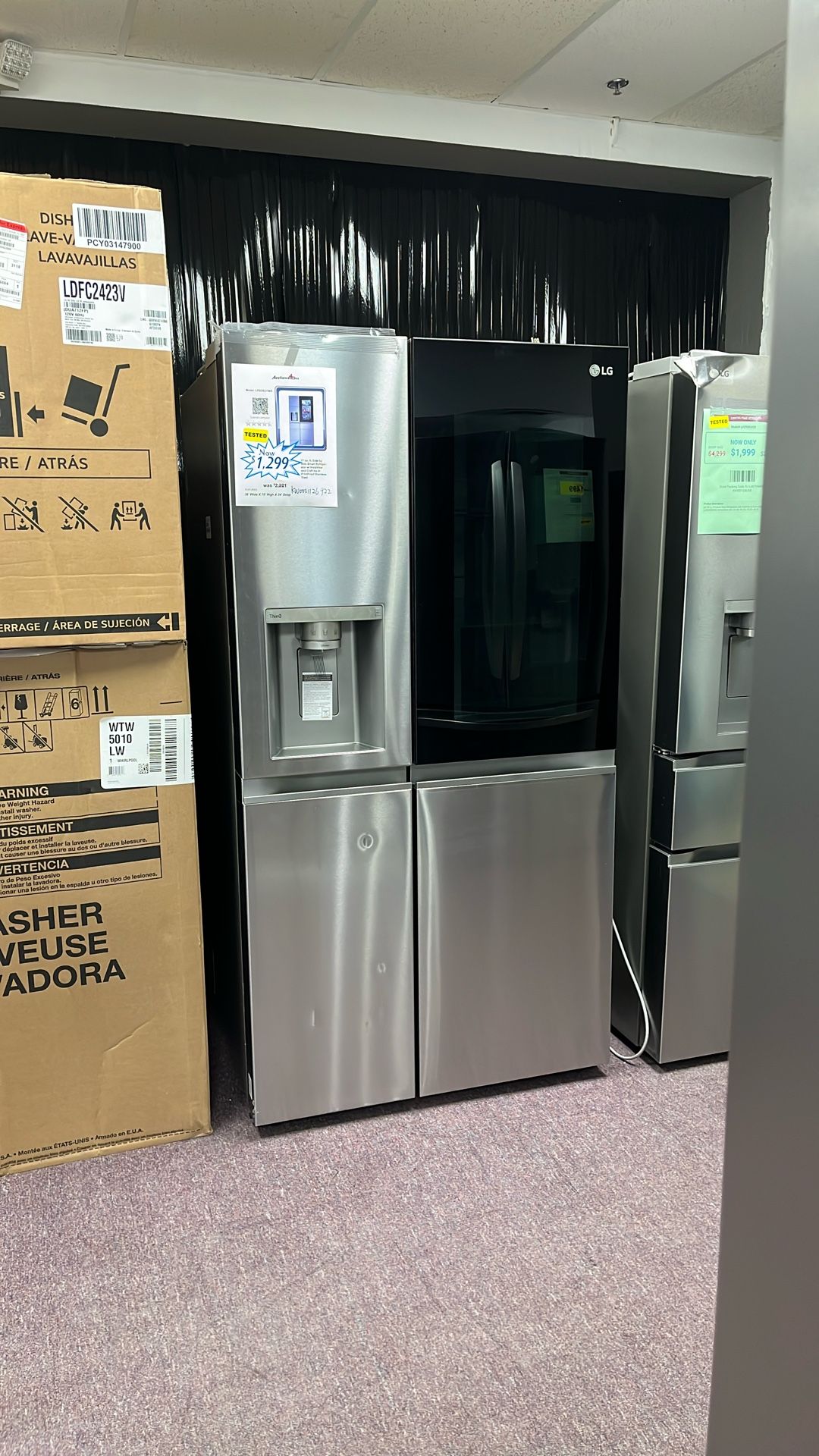 Refrigerator Side By Side 36” Stainless Steel New Open Box 