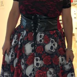 1950s Hallowell Skull Rose lace Mesh Dress.