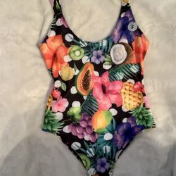 Luau Open BackTropical Bathing Suit Bodysuit/ Rave Outfit Idea !! New With Tags Forever 21 🍍🥥🌺
