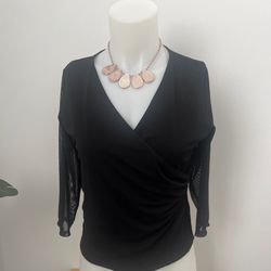 Black Blouse With Sheer Sleves 