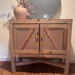 Rustic Wood Accent Cabinet with Interior Shelving