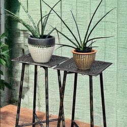 Pair Of Vintage Metal Plant Stands