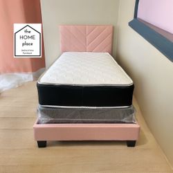 Comfy & Elegant Twin Bed Frame 🚨 Includes Mattress & Box Spring for ONLY $299🚨 Ready for Delivery Today 🚛