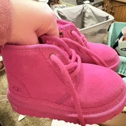 Toddler Girl Hot Pink Suede UGG Booties
