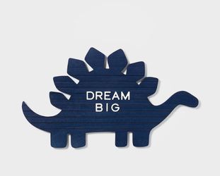 Navy Blue Wooden Stegosaurus Dinosaur Decor