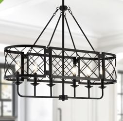 35" Farmhouse Pendant Light Fixtures for Dining Room Linear Black Kitchen Island Lighting Modern Rustic Chandelier for Living Room Foyer