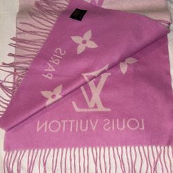 New Authentic LOUIS VUITTON Cashmere Monogram Reykjavik Scarf Rose Pink M76066