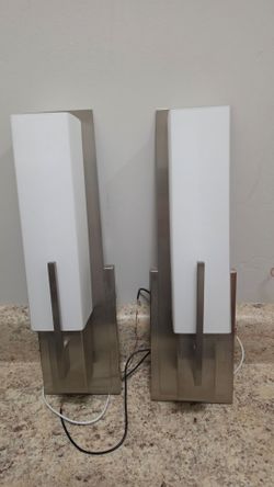 Modern Wall Sconces Brushed Nickel Pair