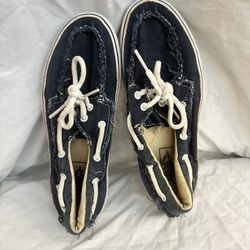 Vans Chukka Del Barco Frayed Denim Boat Shoes Mens Size 8 / Womens 9.5