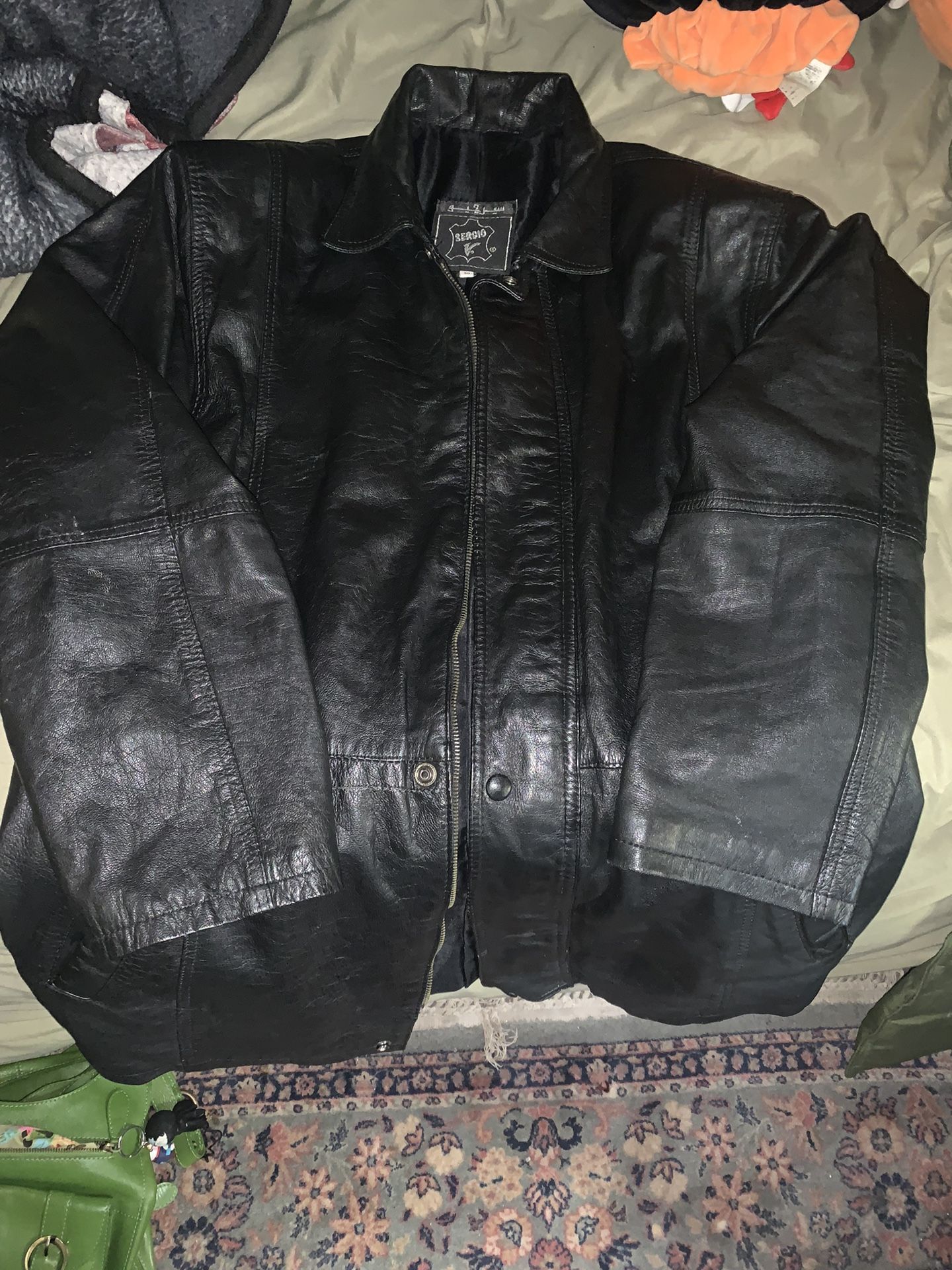 Mens Sergio Vadducci long leather jacket