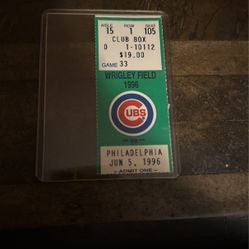 Cubs Ticket 6/5/1996 Sammy Sosa Hits 3 Home runs!