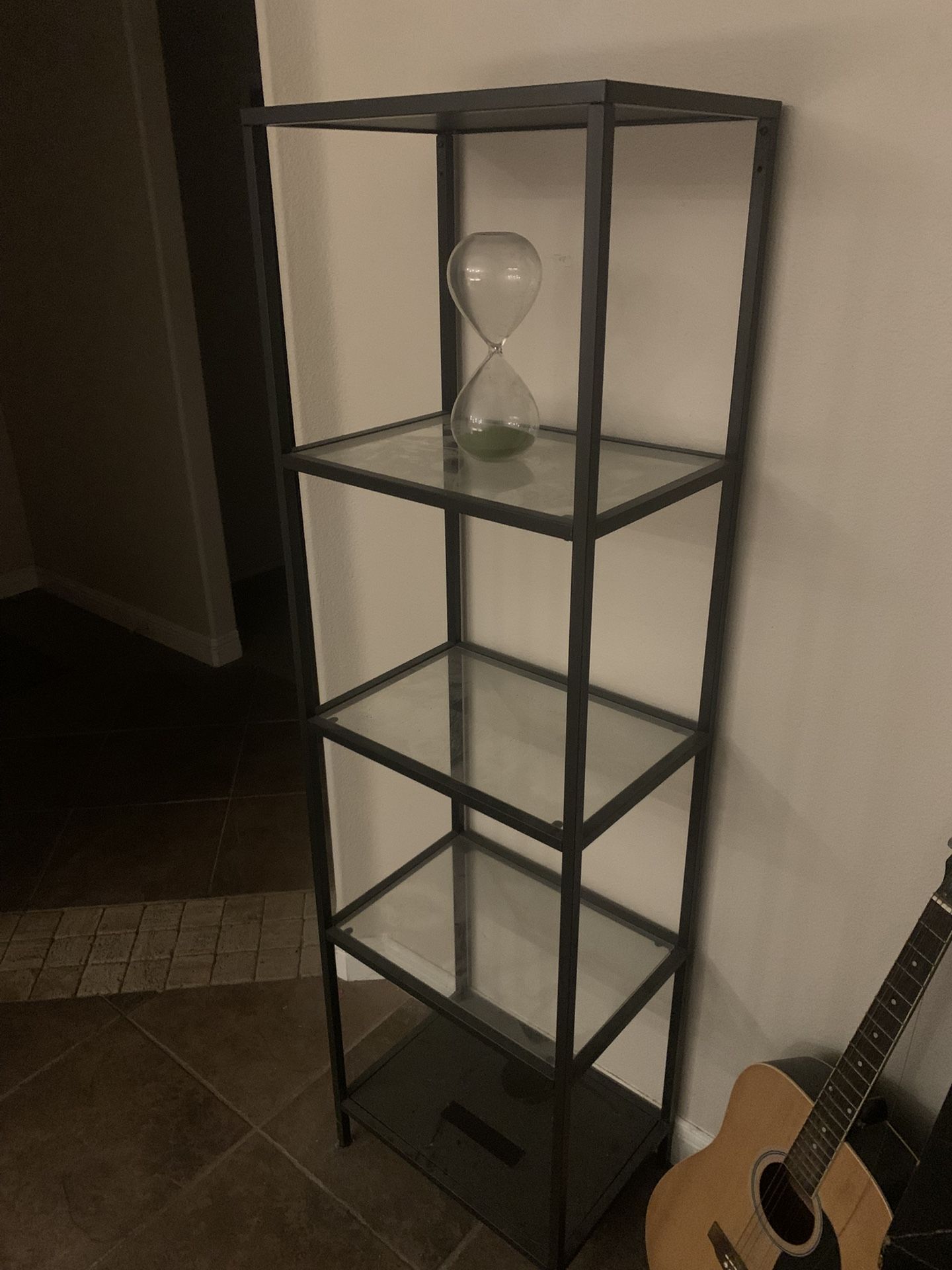 Glass Shelf And Glass Cabinet With Side Table