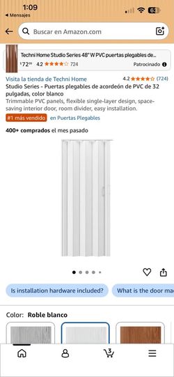 Techni Home PVC Folding Accordion Door White