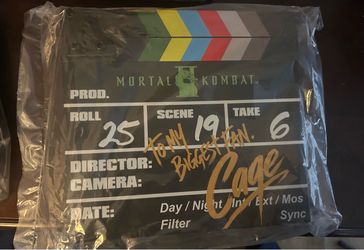 Mortal Kombat II Signed Movie Clapperboard Popcorn bucket