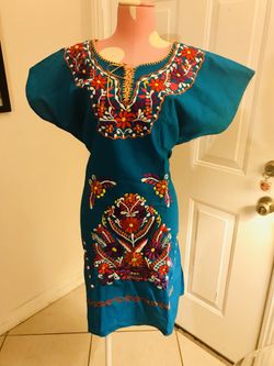 Handmade Embroidery Mexican dress