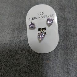 Sterling Silver Alexandrite Cz Pendant Set  6mm &7mm