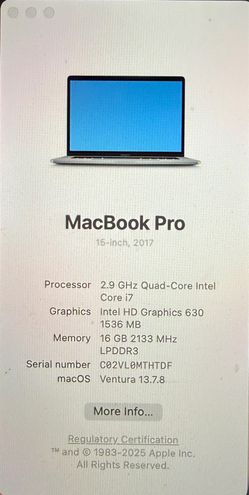 MacBook Pro 15 Inch (2017)