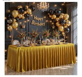 Gold Satin Rectangular Table Cloth, Wrinkle Resistant, 72”x30”