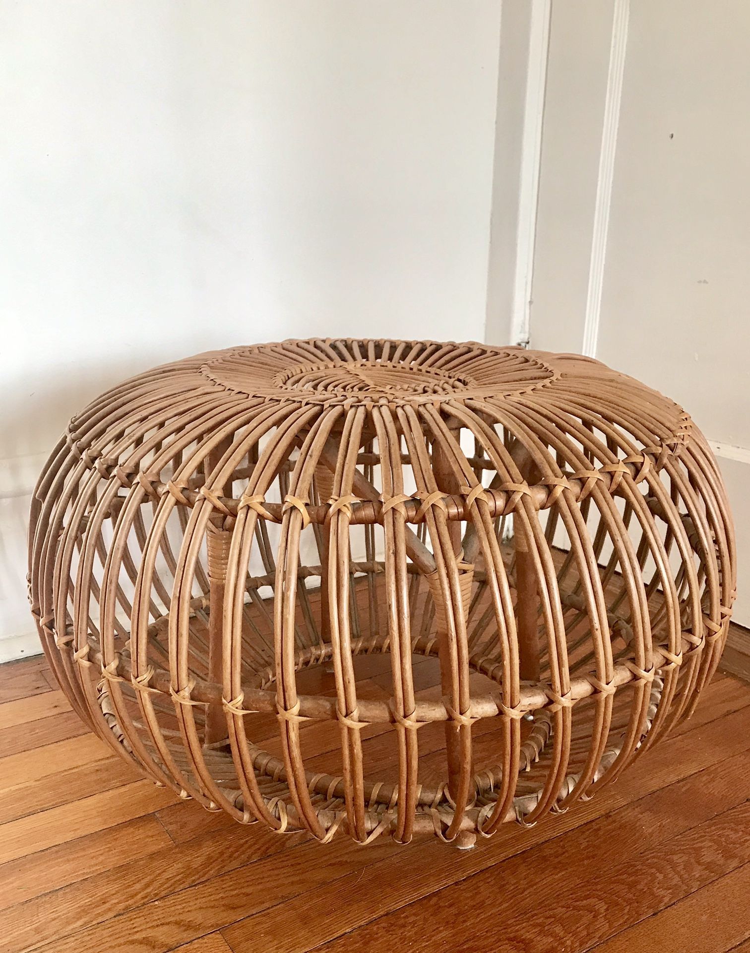 Franco Albini style rattan ottoman vintage