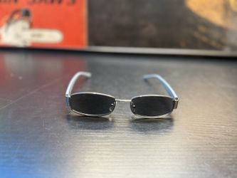 Narrow Rectangle Eyeglass Frames Silver Metal Blue 60137 SR0703 Frame Only