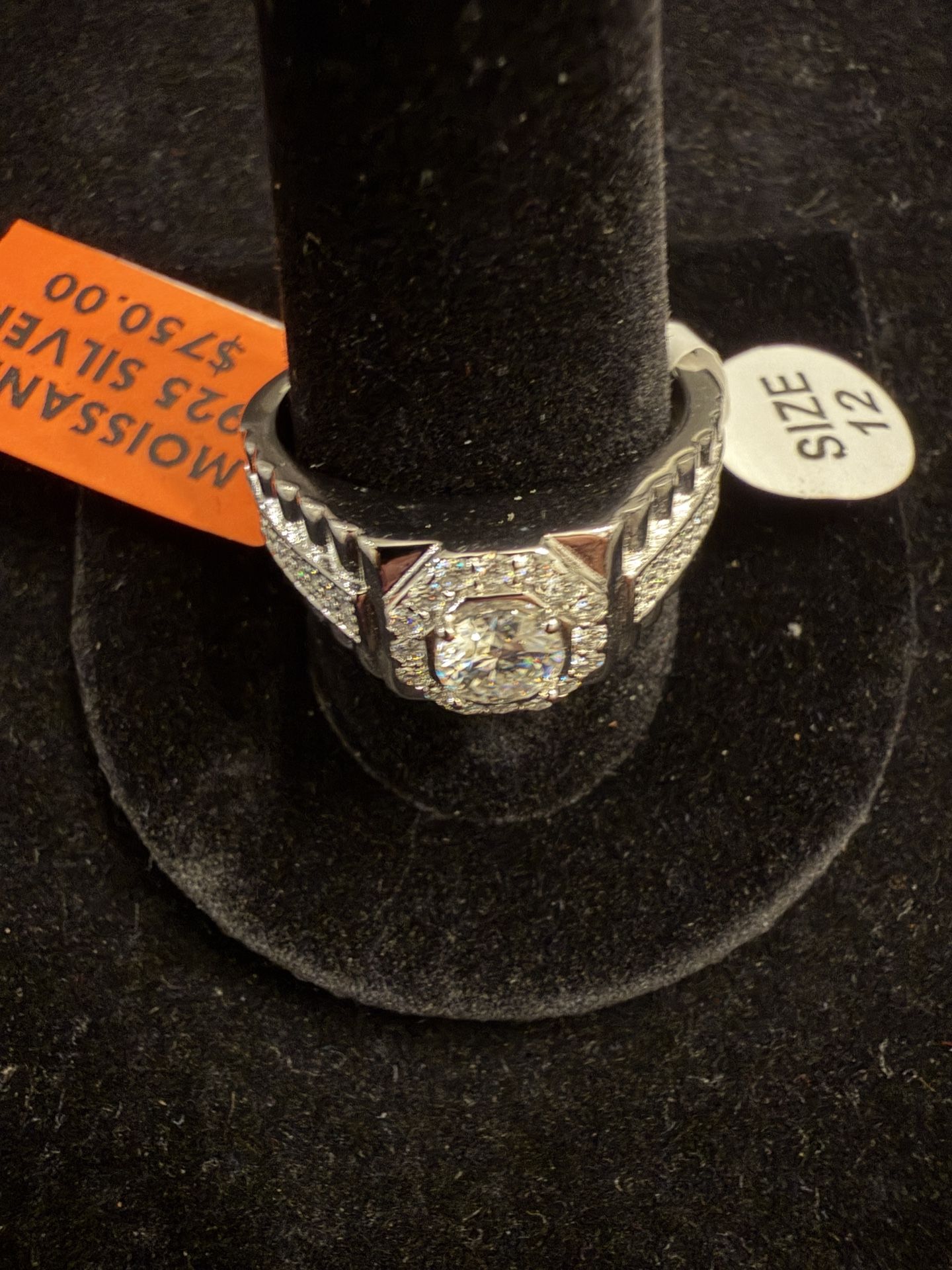 Stunning Men's Moissanite Ring 925 Sterling Silver (Size 12) Rolex Design